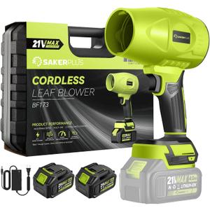 Sakerplus Cordless Leaf Blower, Portable Dust Cleaner Cordless, Handheld Blower, Hand Blowers for Lawn Care, Patio Cleaning, 4.0Ah Battery, Charger Included (2 Battery with Storage Case)