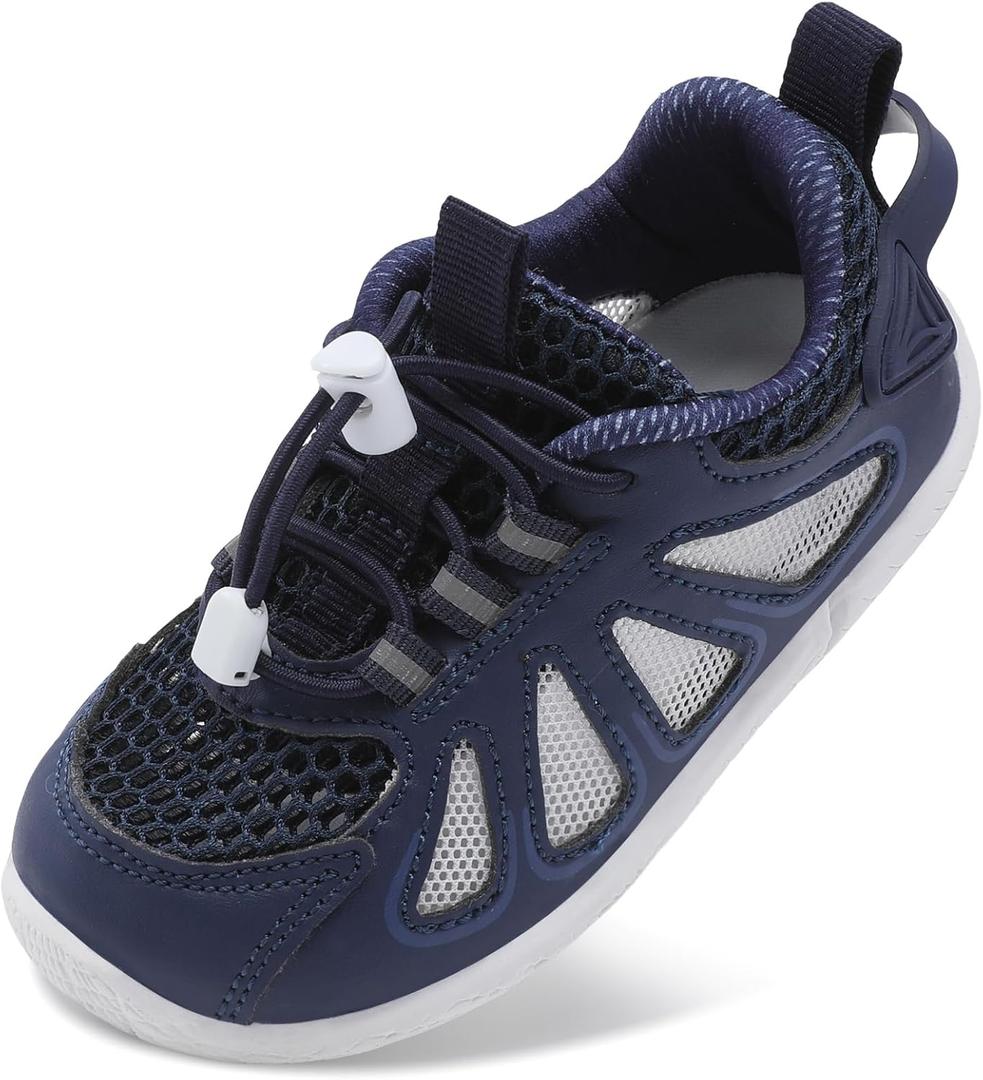 BARERUN Toddler Shoes Boy Girl Sneakers Lightweight Breathable Barefoot Running/Walking Shoes Toddler Tennis Shoes with Adjustable Tightness (10.5-11 Toddler, Blue)