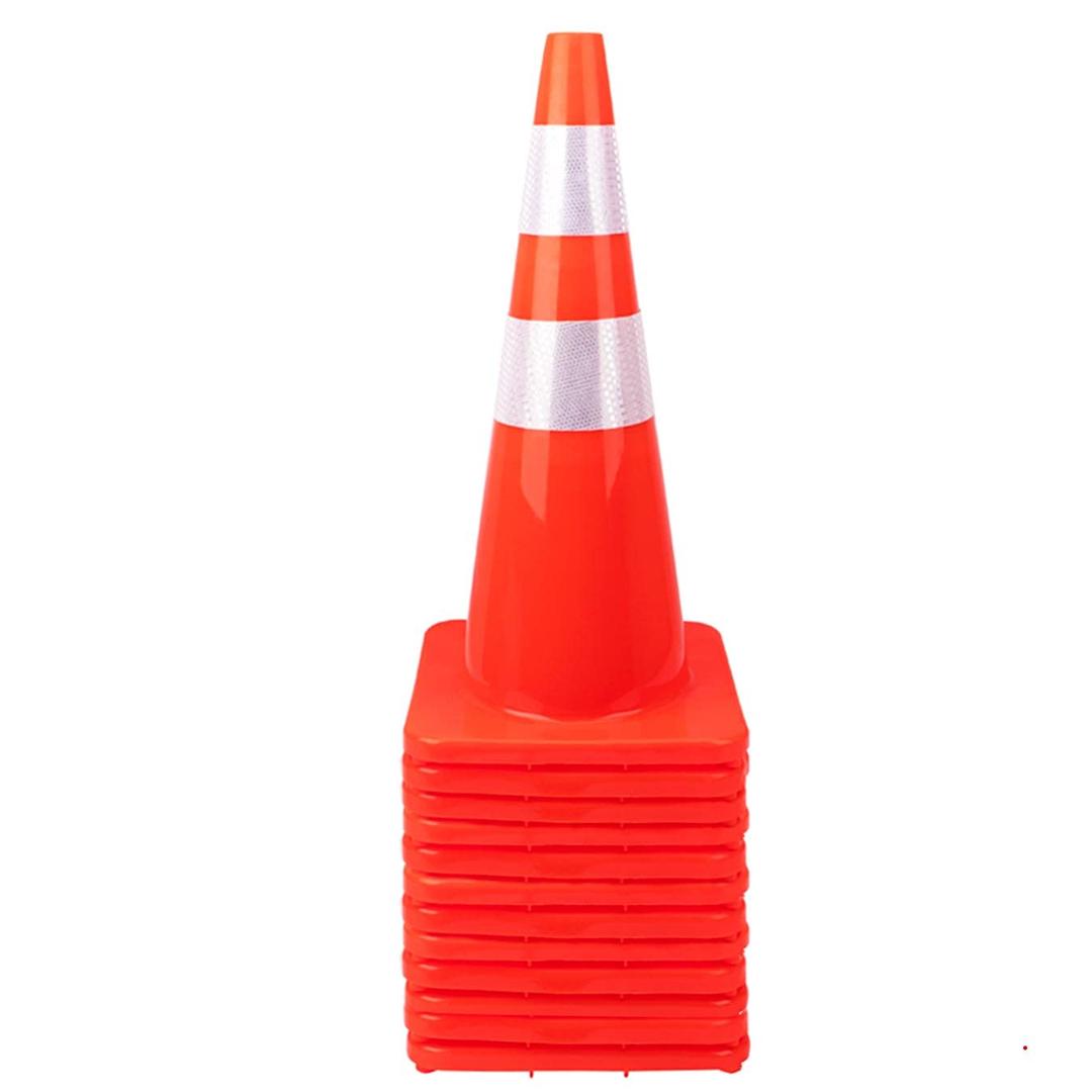 12 Pack 28inch Traffic Cones Plastic Road Cone PVC Safety Road Parking Cones Weighted Hazard Cones Construction Cones Orange Parking Barrier Safety Cones Field Marker Cones