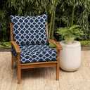 Arden earthFIBER Outdoor Deep Seat Cushion Set, 24 x 24, Rain-Proof, Fade Resistant, Deep Seat Bottom and Back Cushion for Chair, Sofa Sapphire Blue Garden Trellis