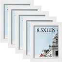 8.5x11 Picture Frame 5-Pack - White Wooden 11x8.5 Frames with Tempered Glass, Classic Tabletop Gallery Frames for Photos & Art Prints