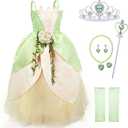 TYHTYM Princess Costumes Little Girls Dress Up Cosplay Fancy Halloween Christmas Party 2-13T (Tiana)