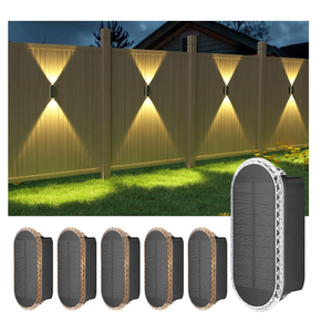 Ellasay Solar Fence Lights Outdoor: 4-Pack Solar Powered Wall Lights Up and Down Waterproof IP653 Color Brighter LED Focus Lens SolarLights Dusk to Dawn 12h for Patio/Backyard/Porch/Railing