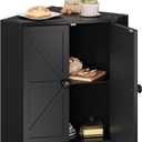 Trironsun Corner Bread Box for Kitchen Counter Double Layer Bamboo Bread Storage Container Large Capacity Bread Storage Bin Farmhouse Breadbox Organizer (Black)