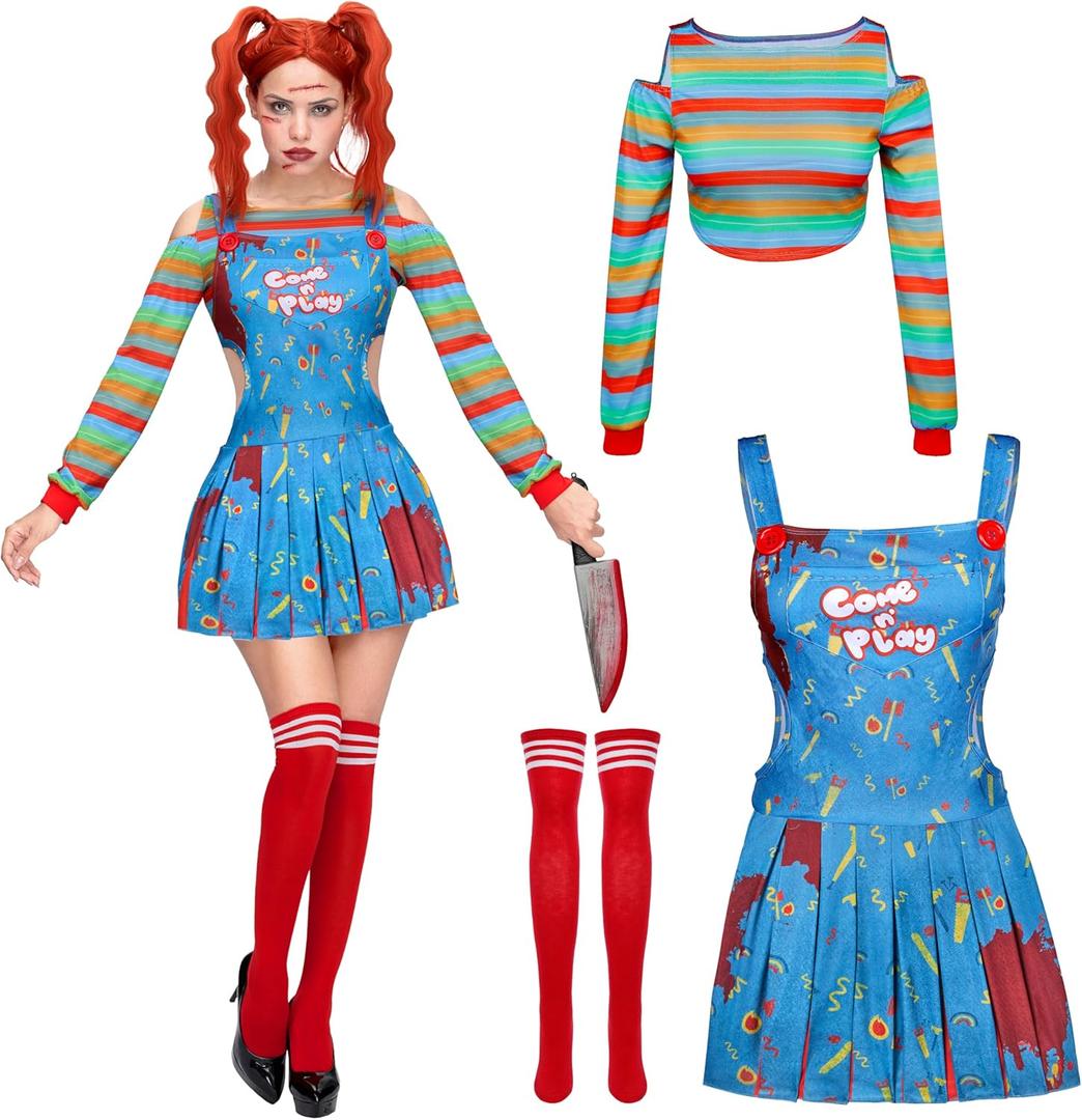 Spooktacular Creations Halloween Killer Doll Costume Women, Adult Creepy Doll Dress, Halloween Costume Women for Cosplay (Small)
