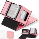 Zettokete MTG Commander Deck Box with Display Window & Dice Tray, Holds 100+ Double-sleeved Cards, Magnetic Card Holder & Dividers, Trading Card Deck Box for TCG Games, Pink & Black