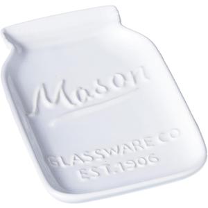 Midwest CBK White Ceramic Mason Jar Trinket Dish, 12"x 8"