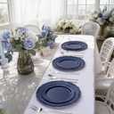 Tinybee 60PCS Blue Plastic Plates - Heavy Duty Blue Disposable Plates, Elegant Plastic Plates for Birthday, Wedding and Party Including 30 Dinner Plates 10 '' & 30 Dessert Plates 7.5 ''