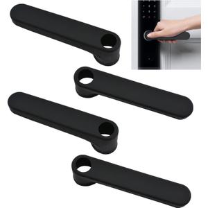 UFURMATE Door Handle Covers, 4Pcs Matte Black Door Knob Covers with Hole Silicone Door Handle Glove Covers Anti-Static Safety Door Knob Protector for Flat Square Door Levers