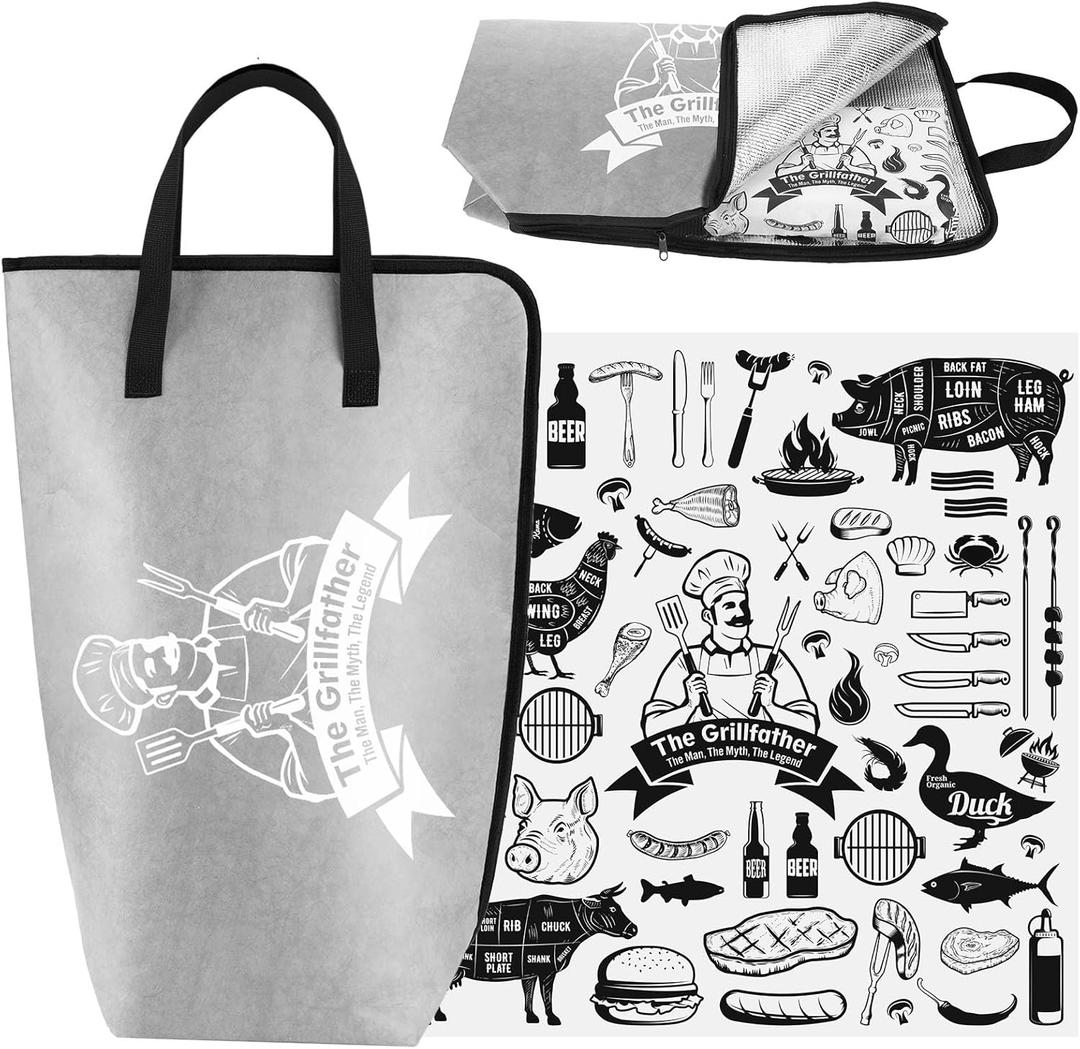 Frienda BBQ Meat Resting Bag with 50 Sheets Butcher Paper, 21" Insulated BBQ Blanket for Brisket & Pork Shoulder, Leakproof Thermal Cooler Bag, Smoker Accessories Grilling Gifts for Men Dad(Gray)