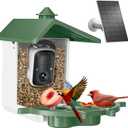 Smart Bird Feeder with Camera - 2K Bird Camera for Outdoors Solar Powered, Birdhouse with Al Identify Species, Instant Alert, Auto Capture, IP65 Waterproof, Ideal Gift for Dad Mom BirdLovers, Green