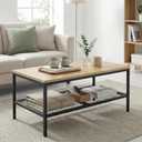 Wood Coffee Table,Rustic Rectangle Coffee Table with 2-Tier Storage for Living Room,Modern Industrial Center Table Small, Simple Rectangular Coffee Table in Office Bedroom,35.5in Beige
