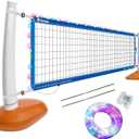 Reinforced Anti-UV Replacement Pool Volleyball Net (Net Only) with Scoring Clamps, 15-29 ft Adjustable Length - Easy Set Up and Long Lasting (Dark Blue with Light)