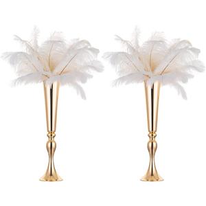 NUPTIO Gold Tall Centerpiece Table: 21.9" Trumpet Vases for Wedding Metal Flower Stand for Party Decorations Set of 2