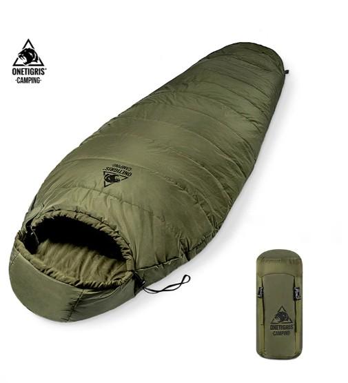 Onetigris Camping Sleeping Bag Green/Grey 5c to 20c Filling Weight 200g Suitable for Adult & Kids