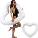 The Original Heart Pool Floats for Adults by LOTELI  Thicker & Stronger  Large Inflatable Pool Floats for Parties Bachelorette Wedding Float  River Lake Beach Raft - Durable & Easy to Inflate (2 Pack, White)
