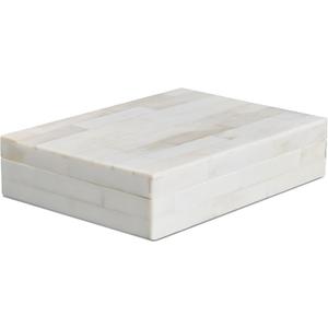 Handicrafts Home Small Decorative Box with Lid – 6x8x1.5” Trinket, Remote Control & Keepsake Memory Box, Decorative Accent for Coffee Table, Shelf, Mantle & Boho Home Decor- Classic Plain- White