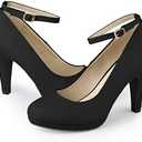 Allegra K Women's Round Toe Stiletto Heels Ankle Strap Pumps, Size 7