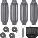 Affordura Boat Fender 4 Pack Boat Bumpers Fenders with 4 Ropes, Boat Bumpers for Pontoon Boat Fenders Inflatable (8.5 inch, Grey)