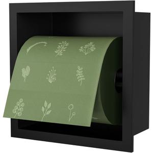 BARONAGE Black Recessed Toilet Paper Holder, 6" Built-in Toilet Paper Holders, Stainless Steel Tissue Roll Holder in Wall Toilets Paper Dispenser Insert (Matte Black)