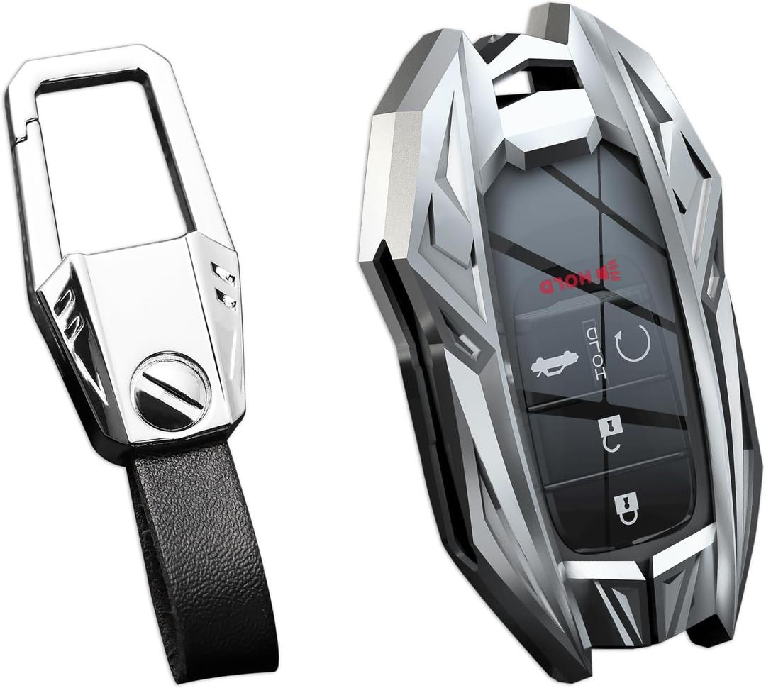 for Honda Key Fob Cover,Keychain,Zinc Alloy Protection Car Key Shell Case Compatible with Honda Holder Smart Remote Keyless Entry Keyshell Accessories(for Honda Style B Silver)