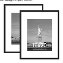 ENJOYBASICS 16x20 Picture Frame, Display Poster 11x14 with Mat or 16 x 20 Without Mat, Wall Gallery Photo Frames, Black, 2 PackAmazon's Choice