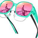 URUMQI Polarized Sunglasses Fit Over Glasses for Women, UV400 Protection Square Shades Extra Large Sun Glasses
