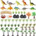 56 Pcs Trees Cake Decorations,Dinosaurs Toys Set, Dinosaurs Cake Decorations Model Trees Ho Scale Trees, Kids Dinosaurs Toys Set for Boys and Girls Woodland Scenics or Cake Topper