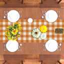 2 x Watercolor Black White Buffalo Check Plaid Table Runner Gingham Tablecloth Farmhouse Spring Summer Fall Home Kitchen Table Decorations-1372'' (Orange and White)