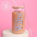 Fetti Wifey Glass Tumbler | 16oz, With Straw, Lid And Brush, Bachelorette Cup, Bride Gift, Wedding Party, Bridal Shower