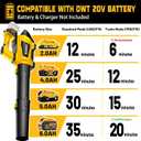 Cordless Leaf Blower Compatible with Dewalt 20V Battery(No Battery), 250MPH | 750CFM | 6 Speed Brushless Turbofan Powerful Electric Leaf Blowers for Lawn Care, Patio, Blowing Leaves (Tool Only)