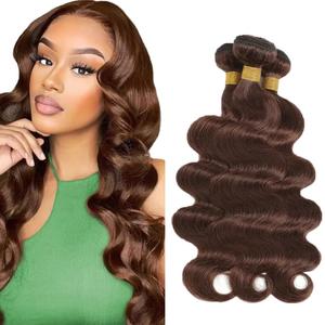 30 32 34 inch Color #4 Human Hair Bundle Chocolate Brown Body Wave 3 Bundles 10A Real Brown Body Wave Human Hair Extensions #4 Color 150g