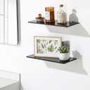 SAYAYO Glass Floating Shelves for Wall, Tempered Glass Shelves for Bathroom, Living Room, Bedroom, Office, Toilet, Kitchen Decor, 12 Inch Set of 2, Black
