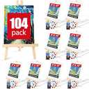 AROIC 104 Pack Easel and Canvas Sets with 8 Wood Easels,80 Brushes,8 Canvas and 8 Palette, Painting Set, Art Tabletop Easel, Painting Supplies for Kids & Adults Party
