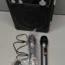 Karaoke Machine, Portable Bluetooth Karaoke Speaker with 2 Wireless Microphones, PA System for Adults Kids with LED Lights & Echo Adjustment, Supports TWS/TF/USB/AUX for Home Party (T03-2 MICS)