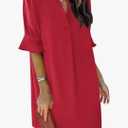 Summer Dresses for Women V Neck Ruffle Short Sleeve Casual Shift Dress, S