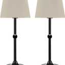 Set of 2 Portable Cordless LED Table Lamp,Touch Control Fabric Black Dimmable Desk Lamp,Built-in 6000mA Rechargeable Battery,Patio Table Lamp,Bedside Night Lamp,Ambient Light for Restaurant.