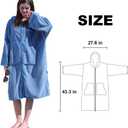 Hiturbo Surf Poncho Zipper Towel Hoodie: Oversized Hooded Wetsuit Changing Robe with Pocket - Plush Coral Fleece Swimwear for Home Beach Pool Bath - Blue
