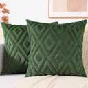 decorUhome Spring Couch Throw Pillow Covers 16x16 Set of 2, Decorative Soft Plush Faux Fur Wool Accent Pillow Covers for Modern Farmhouse Bed Sofa Living Room, Forest Elf