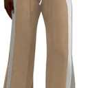 PINSV Women's Wide Leg Sweatpants Baggy Lounge Pants Active Joggers Striped Track Pants