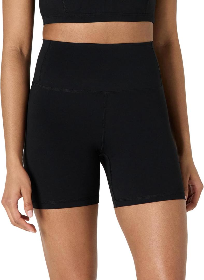 Amazon Essentials Women's Active FormFlex Buttery Soft High Waist 5" Yoga Biker Shorts (Black, Small)