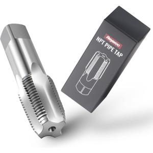 Reywoo 1/2"-14 NPT Pipe Tap, 1/2-14 NPT Thread Tap, 52100 High-Carbon Chrome Steel Taper Tap, 4 Flute, for Plumbing, Metalworking, HVAC, DIY and Industrial Threading