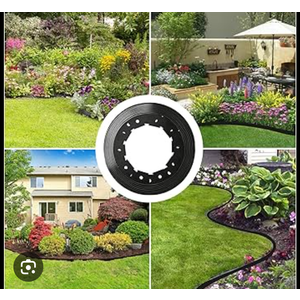 Landscape Edging, RIFNY 2" x 66 FT Garden Edging Border with 60 Spikes Cuttable Flexible, Plastic No Dig Edging Kit for Landscaping Garden Flower Beds Lawn Yard Pathway (Black)