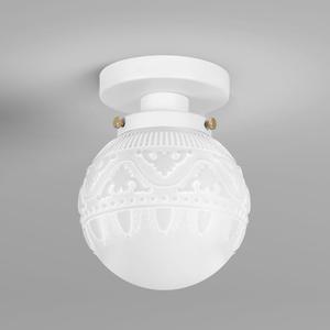 Semi Flush Mount Ceiling Light, White Hallway Light Fixture, Vintage Ceiling Lighting Fixture with Milky Glass, Globe Glass Close to Ceiling Light, Indoor Hanging Lighting for Bedroom Kitchen Porch