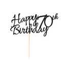 1 Pc Happy 70th Birthday Cake Topper 70 Cake Topper Happy 70 Birthday Cake Decoration for 70th Cheers to 70 Birthday Party Decoration Supplies - Black Glitter
