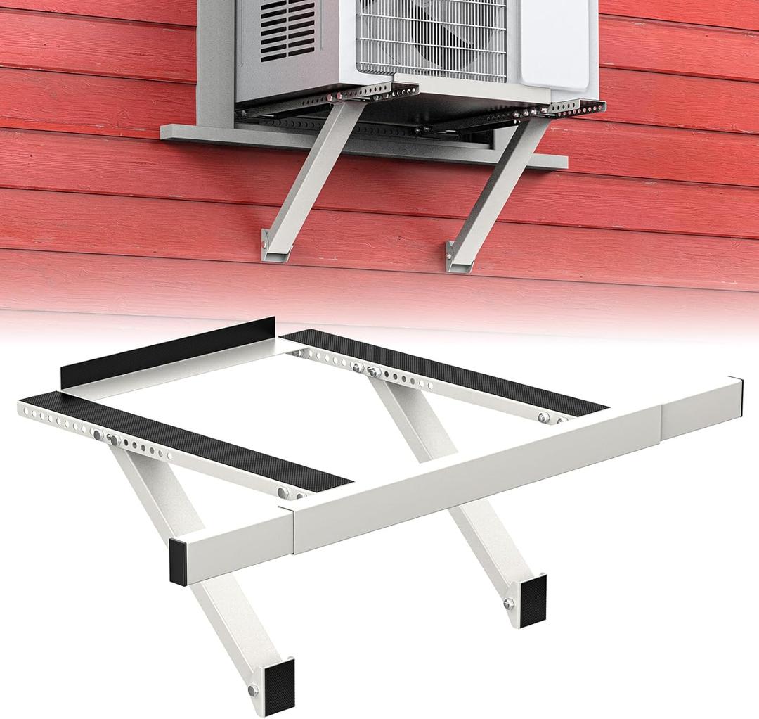 No Drill Window AC Bracket,Window AC Bracket Supports up to 220 LBS,Suitable for Single-Hung and Double-Hung Windows Rated 5,000 to 24,000 BTU,Heavy Duty with 2 Arms(White)