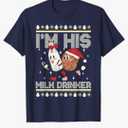 I'm His Milk Drinker I'm Her Cookie Eater Christmas Couple T-Shirt Size L