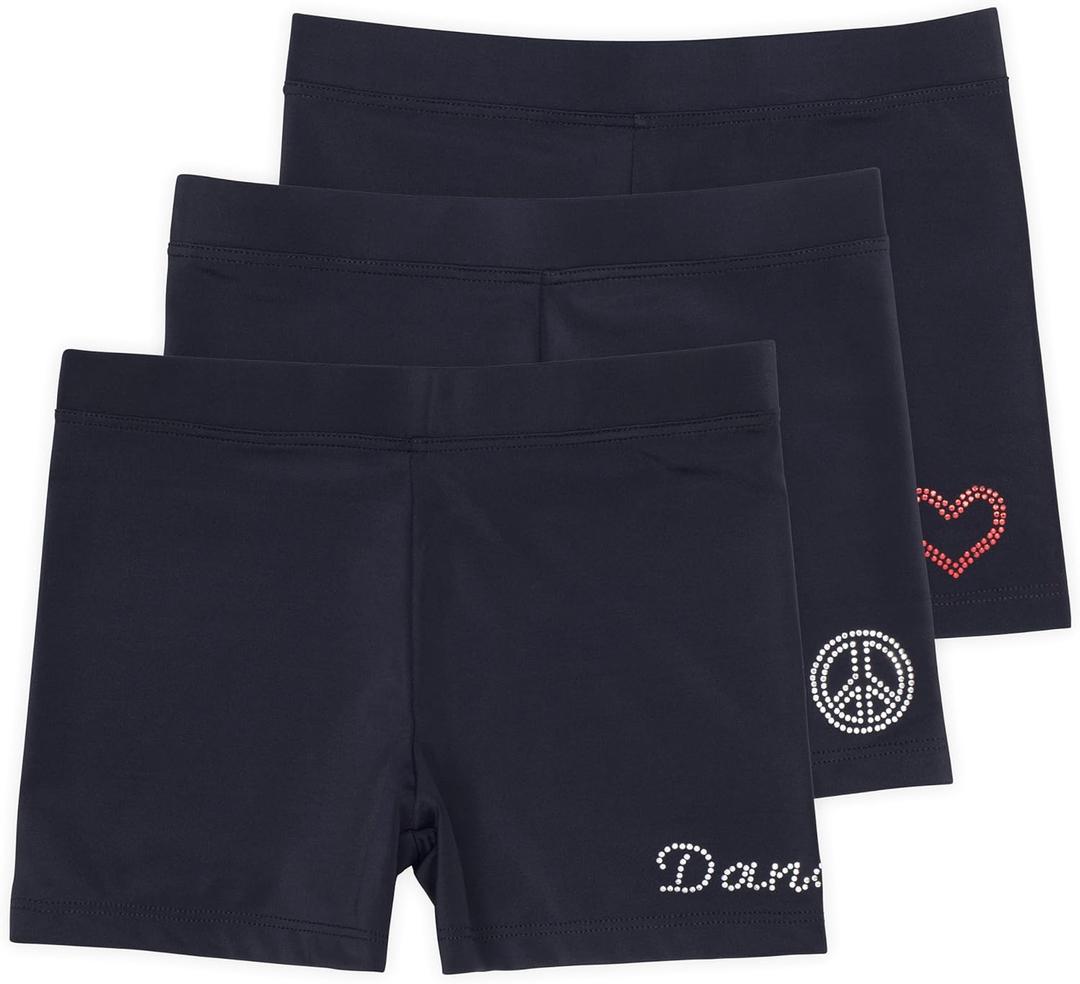 Lucky & Me | Ella Girls Dance Shorts for Gymnastics & Dancewear | Multicolor | 3-Pack (4-5T, Black)