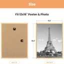 3 x upsimples 12x16 Picture Frame Natural 3 Pack, Scratch-Proof Poster Frames 12 x 16 for Photo Gallery - Slide-In Strips, Horizontal or Vertical Wall Mounting