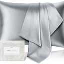 100% Pure Mulberry Silk Pillowcase for Hair and Skin - Allergen Resistant Dual Sides,600 Thread Count Silk Bed Pillow Cases with Hidden Zipper,1pc,King Size,Medium Grey